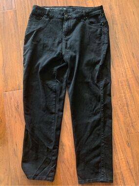 Black plus size Straight Leg Pants with stretch for comfort